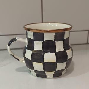 MacKenzie-Childs Courtly Check Enamel Mug 16 oz Black White